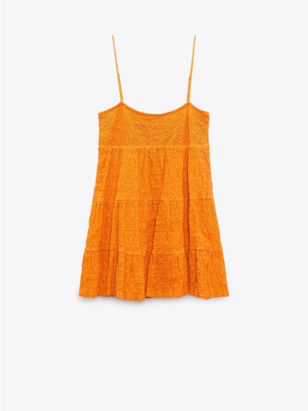 Zara neon orange textured mini dress